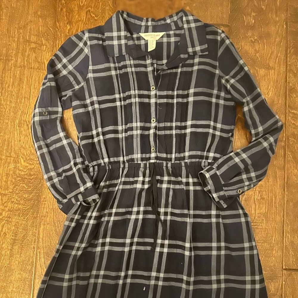 YARN DYED PAID PATTERN GIRLS SHIRT DRESS